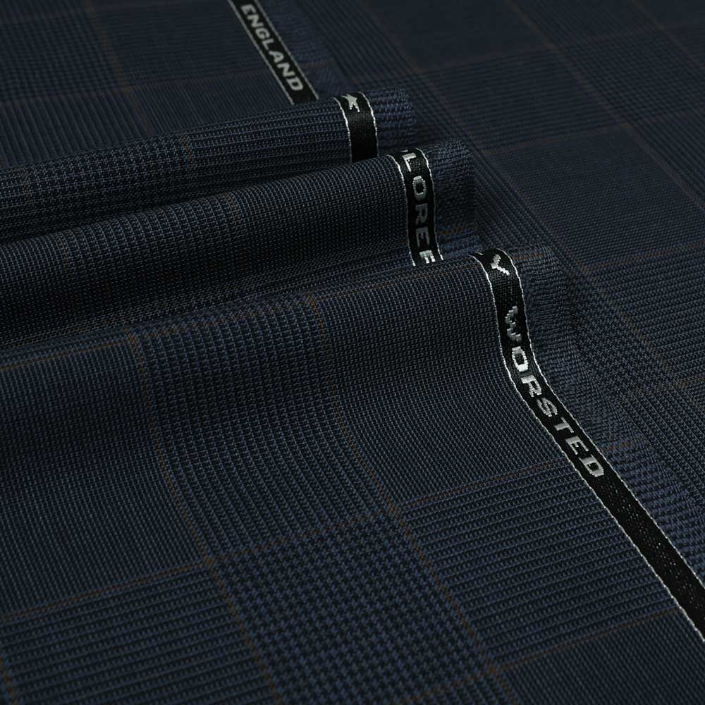 27001 Navy Blue/Black Glencheck, Camel Windowpane – Standeven Fabrics